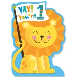 Age 1 Lion Die Cut Birthday Card