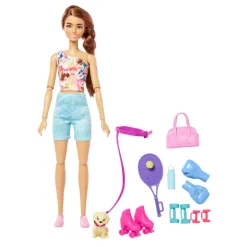 Barbie Doll With Puppy - Workout Outfit, Roller Skate, and Tennis