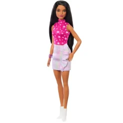 Barbie Fashionista Doll #215 - Black Hair & Iridescent Skirt