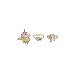 Boutique Butterfly and Unicorn Rings, 3 pcs