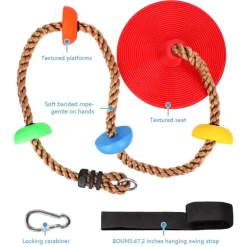 Climbing Rope Tree Swing with Platform Disc Swing Seat, Heavy Duty