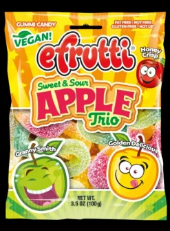 Efrutti Gummi Apple Trio 3.5 oz. Bag