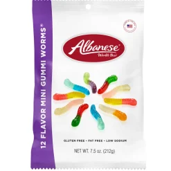 12 Flavor Mini Gummi Worms 7.5 oz Peg Bag