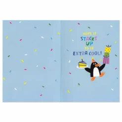 Flocked Penguin Birthday Card