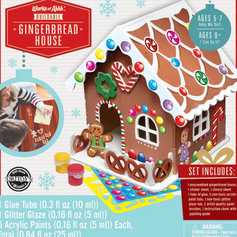 Holiday Buildable Wood Paint Kit - Gingerbread House