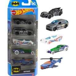 Hot Wheels 1:64 Scale Batman-Themed Toy Vehicles, Set Of 5