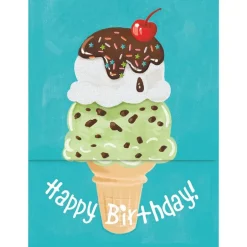 Ice Cream Glitter Tall Tri-Fold Card