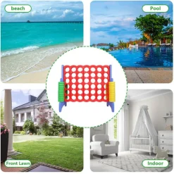 Jumbo Four in a Row 4 To Score Game for Kids & Adults Indoor & Outdoor Game Set with 42 Giant Rings