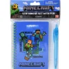 Minecraft Spiral Notebook with Pen in Poly Bag with Header 50 Sheets
