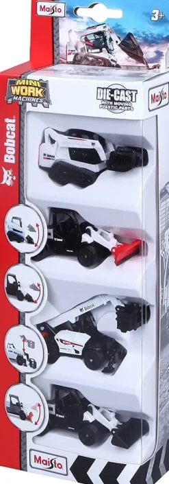 1:64 3" Mini Work Machines Bobcat 4 Pack