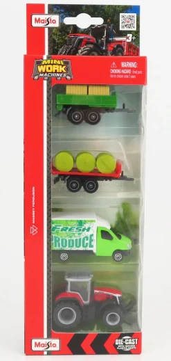 1:64 3" Mini Work Machines Tractors & Farm 4 Pack