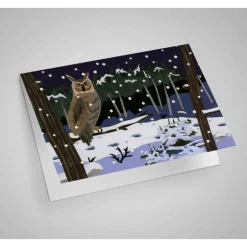 Owl in Snow Blank Card