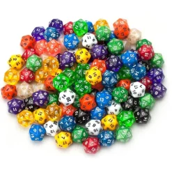 100+ Pack of Random D20 Polyhedral Dice in Multiple Color