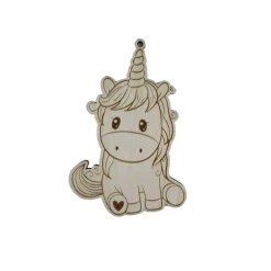 Personalized Wooden Christmas Ornament Sitting Unicorn (Standard)