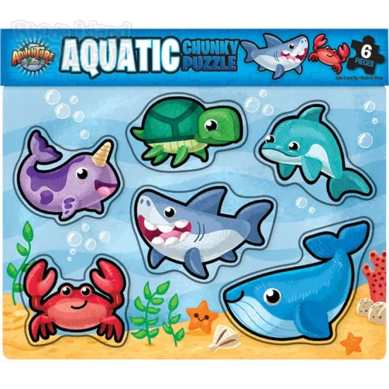 6 Piece Chunky Aquatic Theme Wooden Puzzle