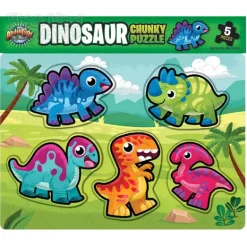 6 Piece Chunky Dinosaur Theme Wooden Puzzle