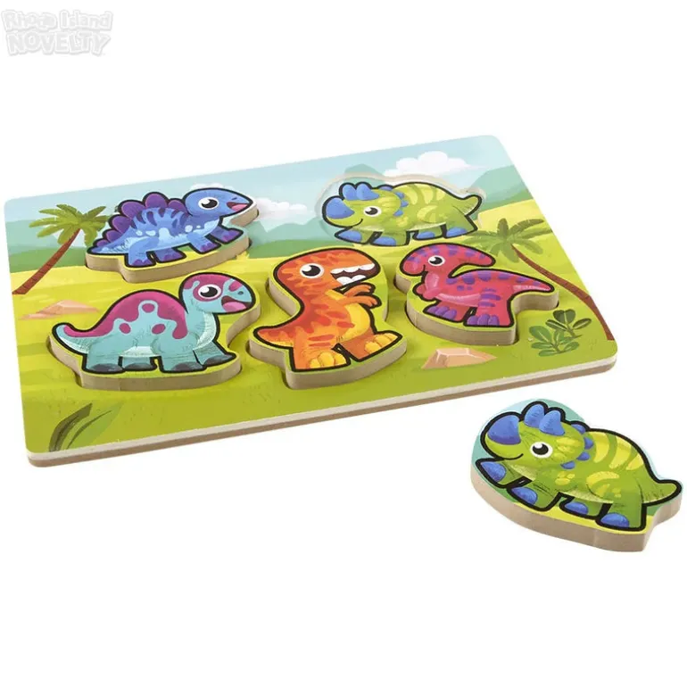 6 Piece Chunky Dinosaur Theme Wooden Puzzle
