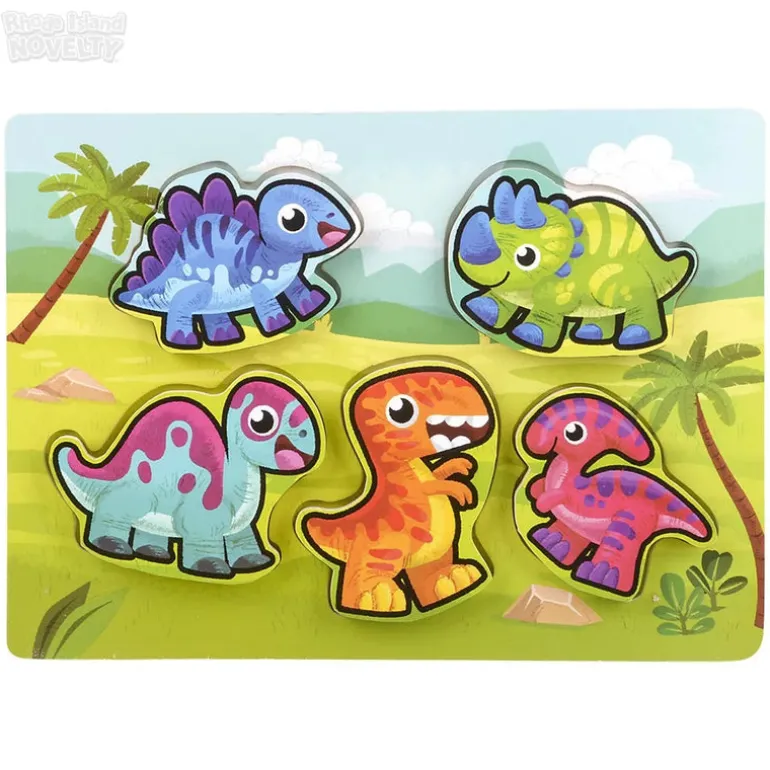6 Piece Chunky Dinosaur Theme Wooden Puzzle