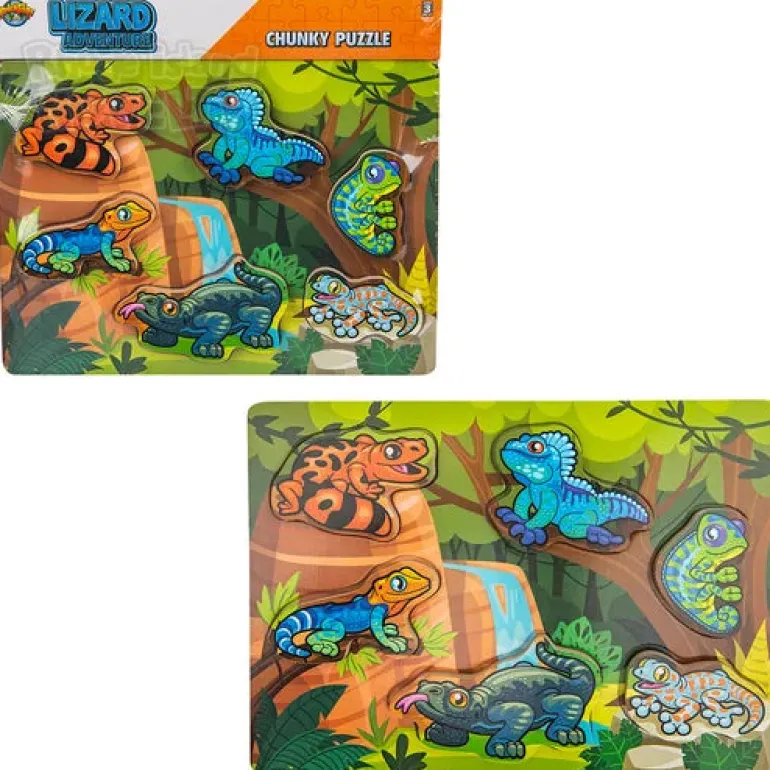 6 Piece Chunky Lizard Theme Wooden Puzzle