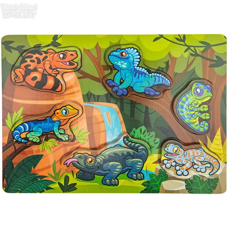 6 Piece Chunky Lizard Theme Wooden Puzzle