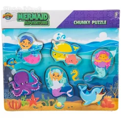 6 Piece Chunky Mermaid Wooden Puzzle