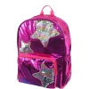 Pink Foil 16" Backpack with Star Shaped Multi Colored Sequins