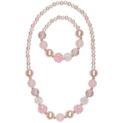 Pinky Pearl Necklace & Bracelet Set