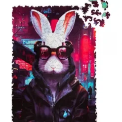 Pop-Art - Cyber Rabbit Wooden Puzzle - 250 Pieces