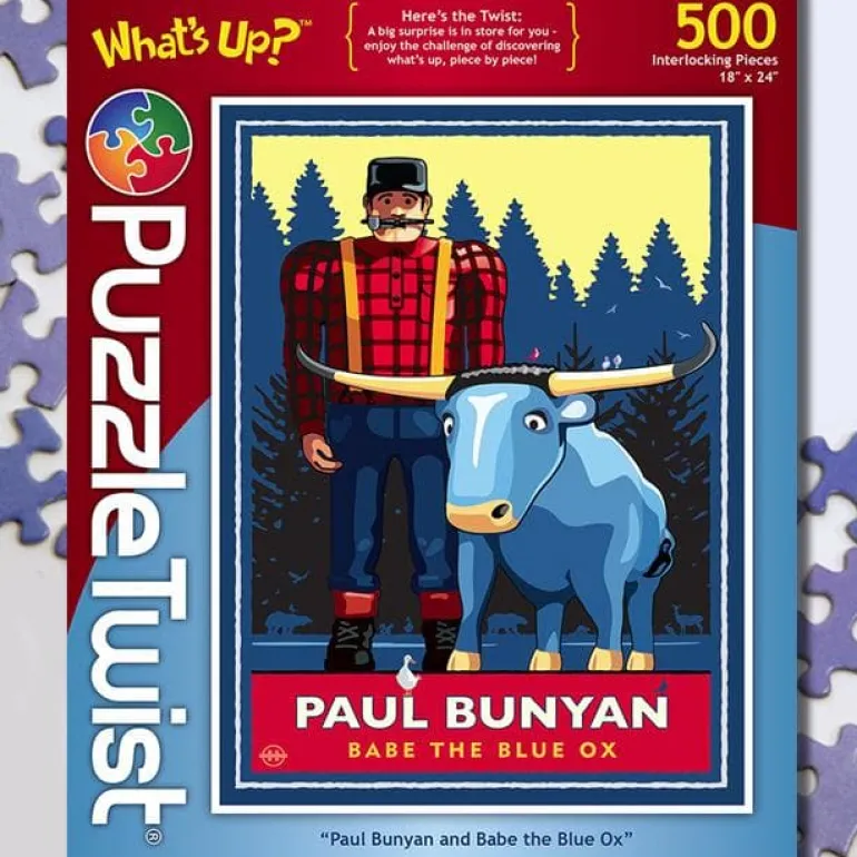 Puzzle Twist - Paul Bunyan & Babe The Blue Ox - 500 Piece Puzzle