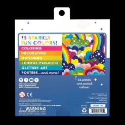 Rainbow Sparkle Glitter Markers - Set of 15