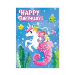 Sea Horse/Unicorn Glitter Birthday Card