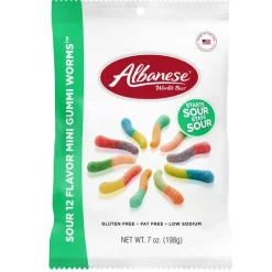 Sour 12 Flavor Mini Gummi Worms 7 oz. Peg Bag