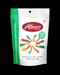 12 Sour Flavor Mini Gummi Worms 8 oz Peg Bag
