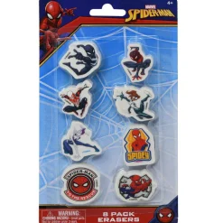 Spiderman 8 Pack Eraser on blister card