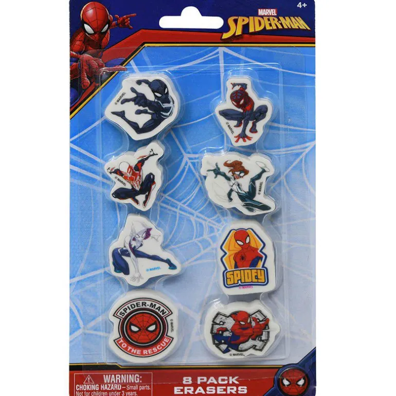 Spiderman 8 Pack Eraser on blister card