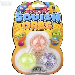 1.6" Squish Sticky Beaded Orbs 3 Pack