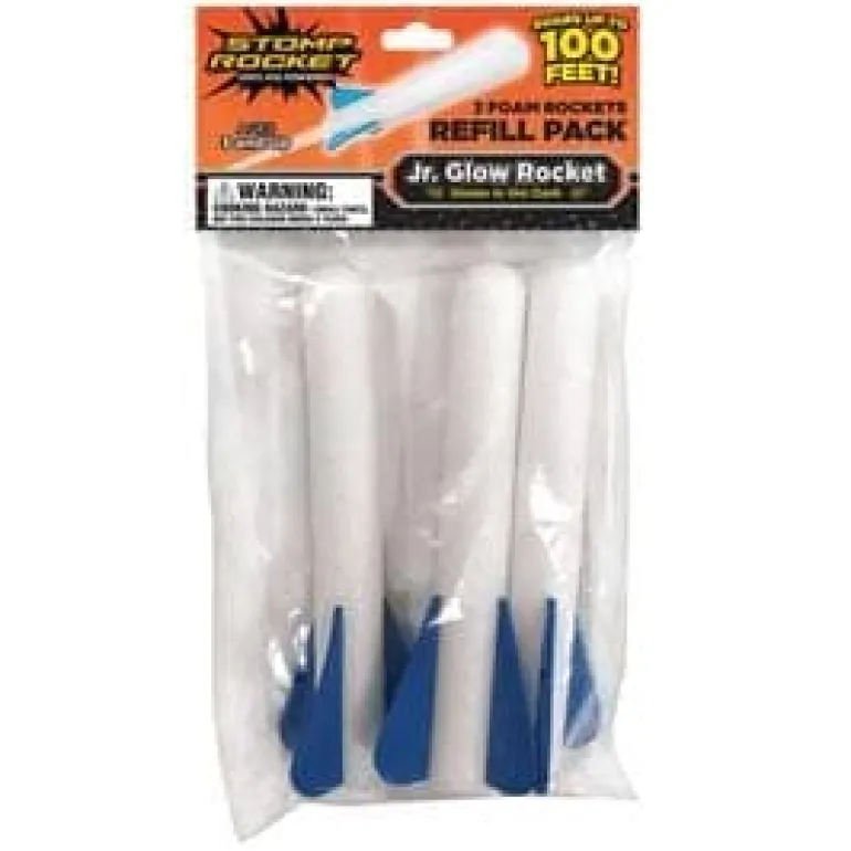 Stomp Rocket Junior Refill Pack - Includes 3 Glow in the Dark Rockets