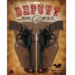 Western Deputy Double Holster Set Cap Guns 8.5" Long