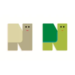 Wood Letters Graphic Animal - N