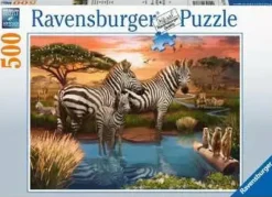 Zebras at the Waterhole 500 Piece Puzzle