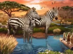 Zebras at the Waterhole 500 Piece Puzzle